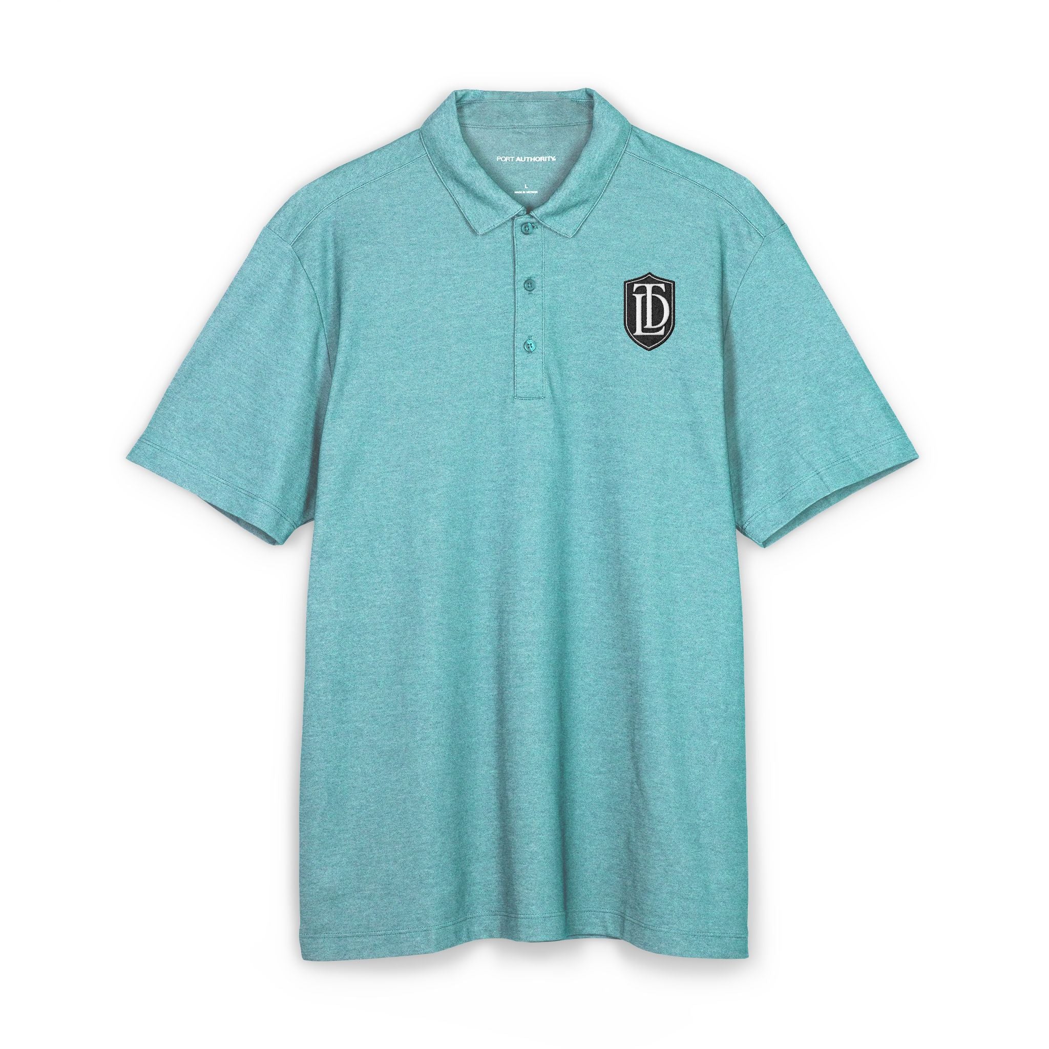 Men's Teal Polo Shirt with Shield Crest Embroidery — Classic Casual Golf & Work Polo