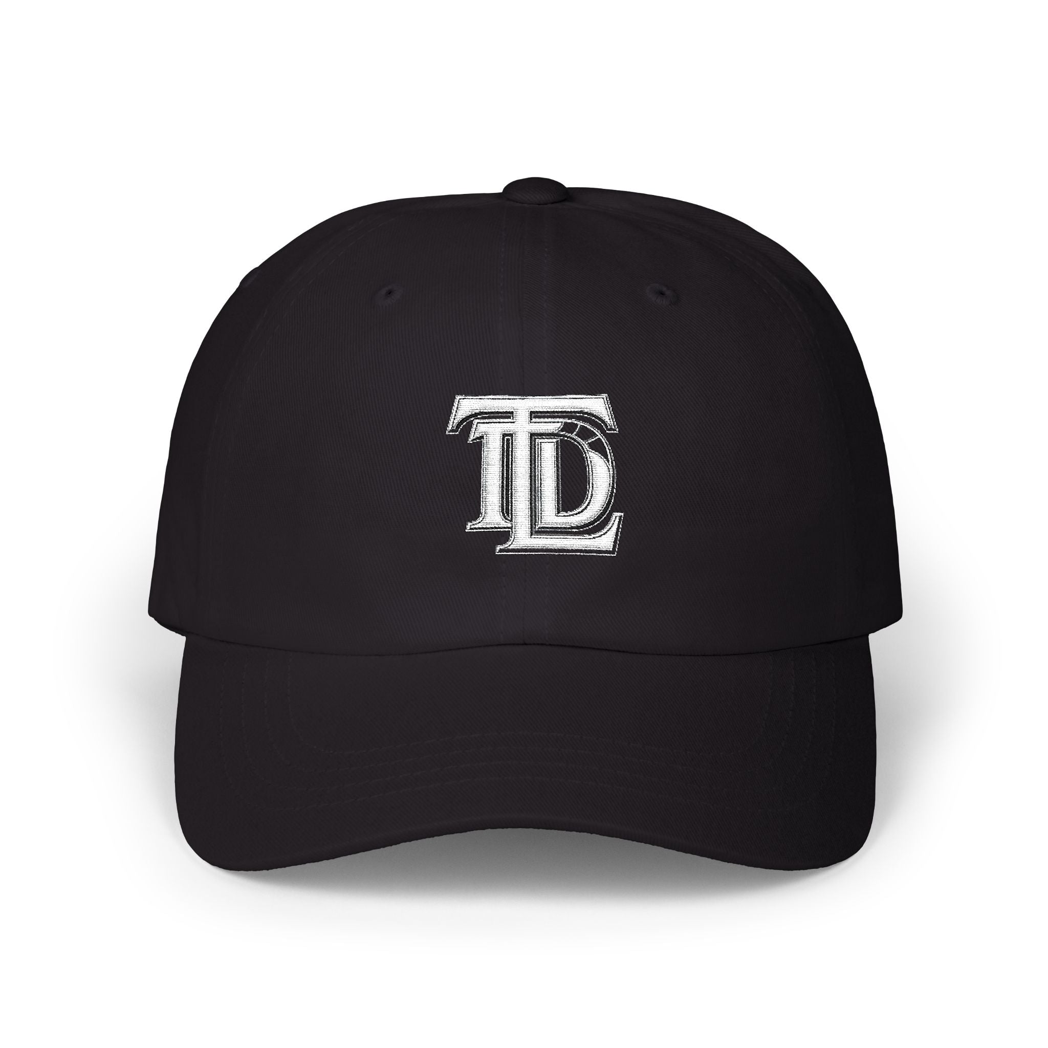 Classic Dad Cap - Embroidered TDL Monogram Baseball Hat (White Embroider)
