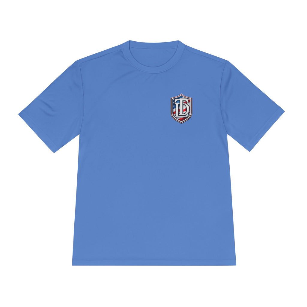Tee — "TheDadLife" Flag Logo Moisture-Wicking Shirt