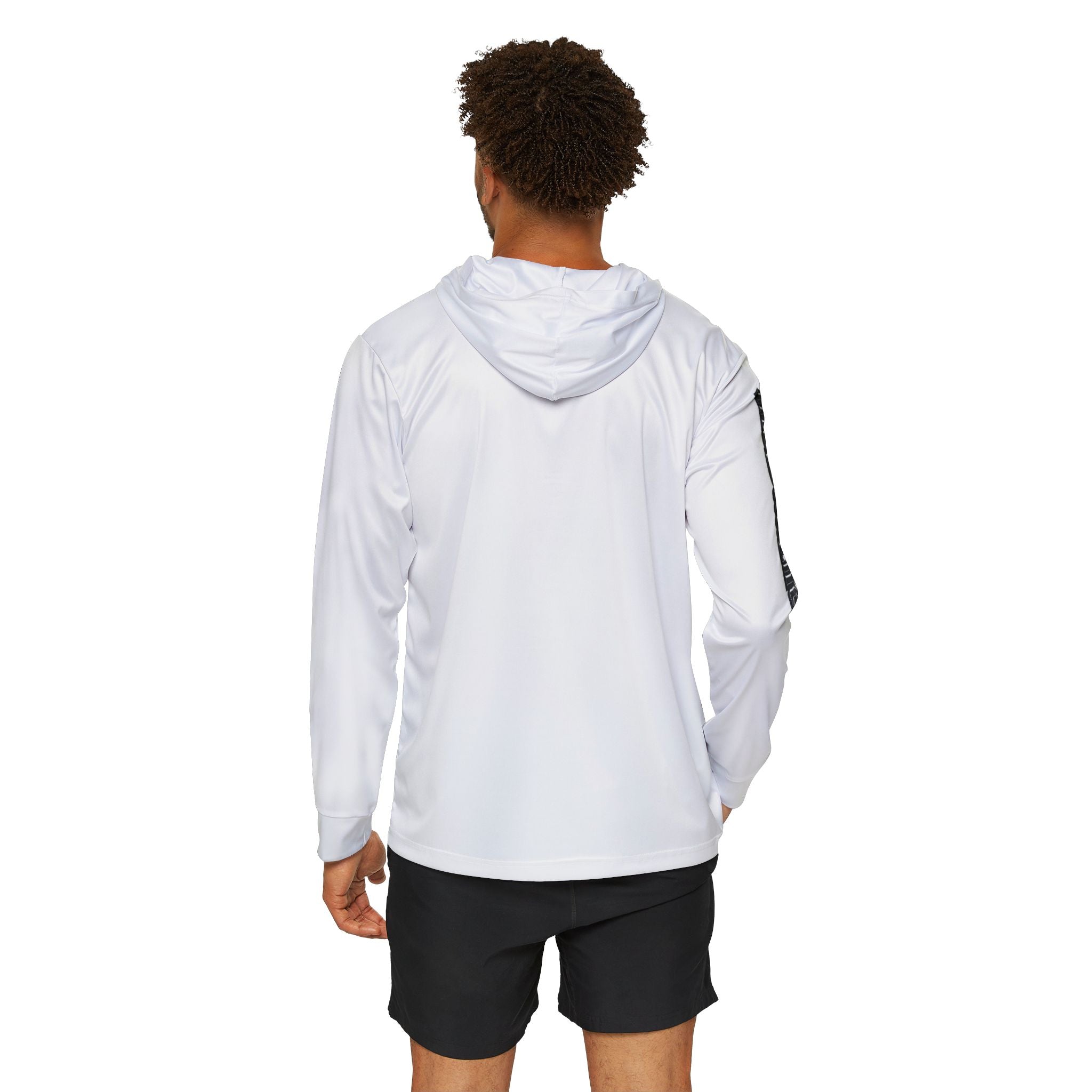 White Athletic Warmup Hoodie — 'TDL' Chest Logo & TheDadLife Sleeve