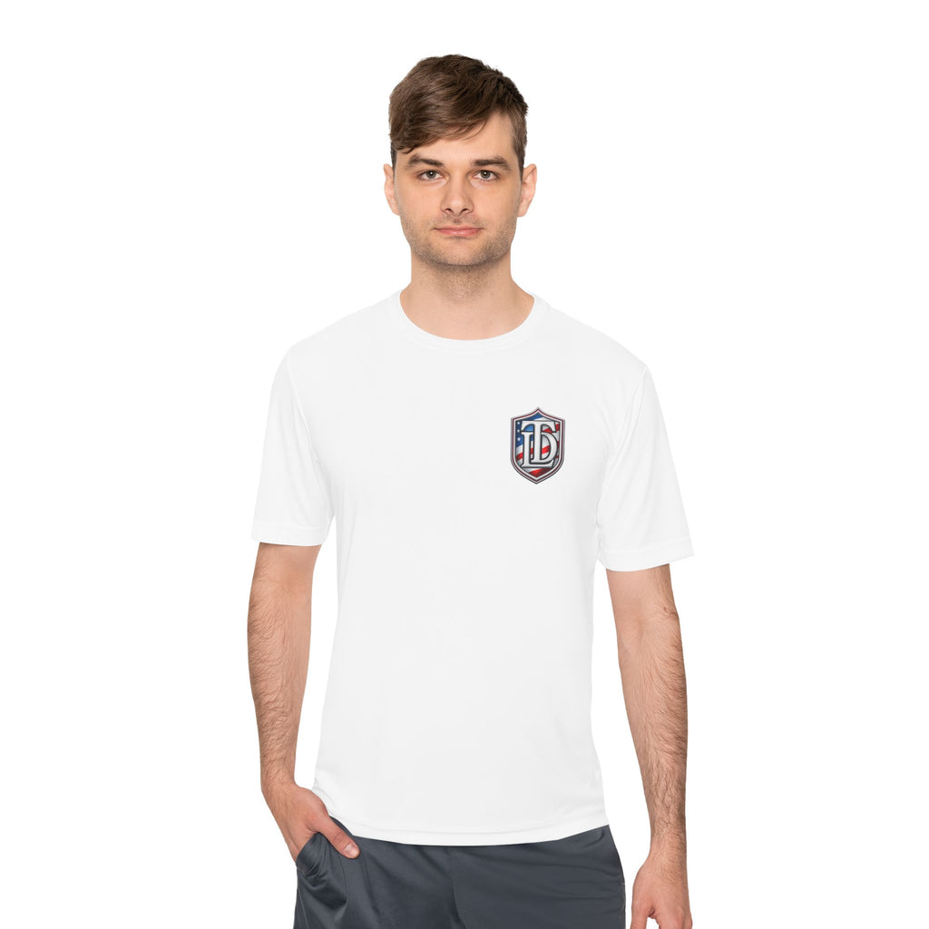 Tee — "TheDadLife" Flag Logo Moisture-Wicking Shirt