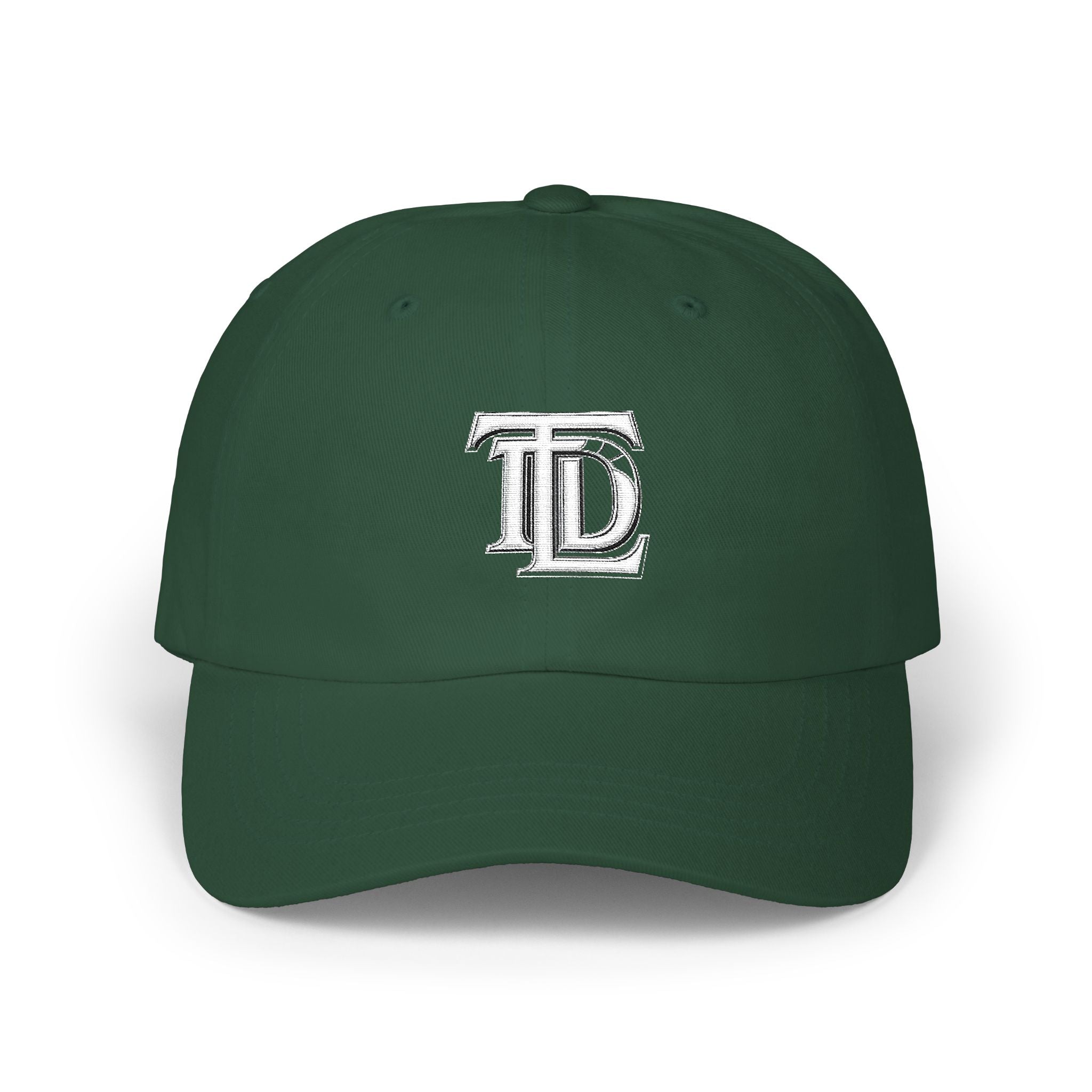 Classic Dad Cap - Embroidered TDL Monogram Baseball Hat (White Embroider)