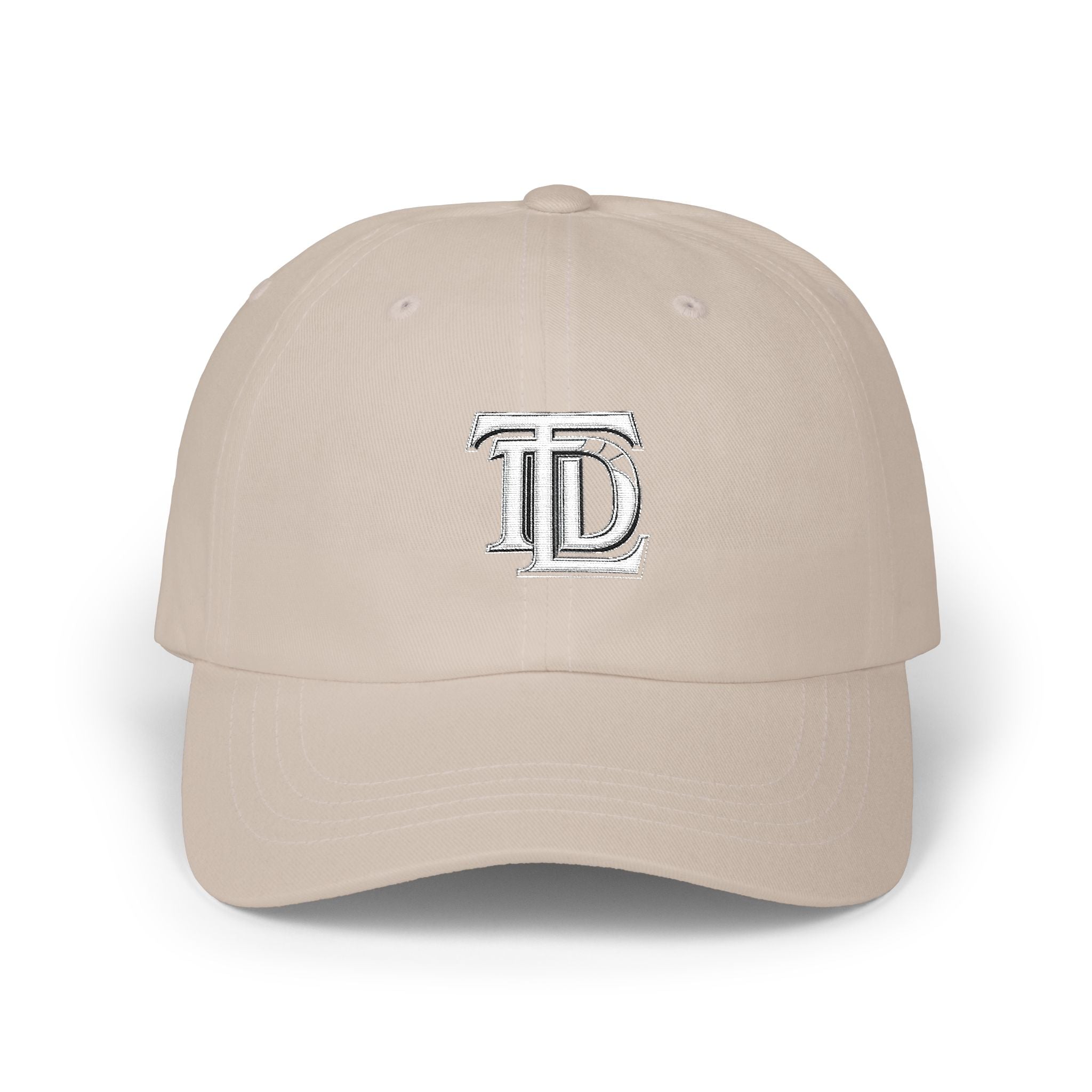 Classic Dad Cap - Embroidered TDL Monogram Baseball Hat (White Embroider)