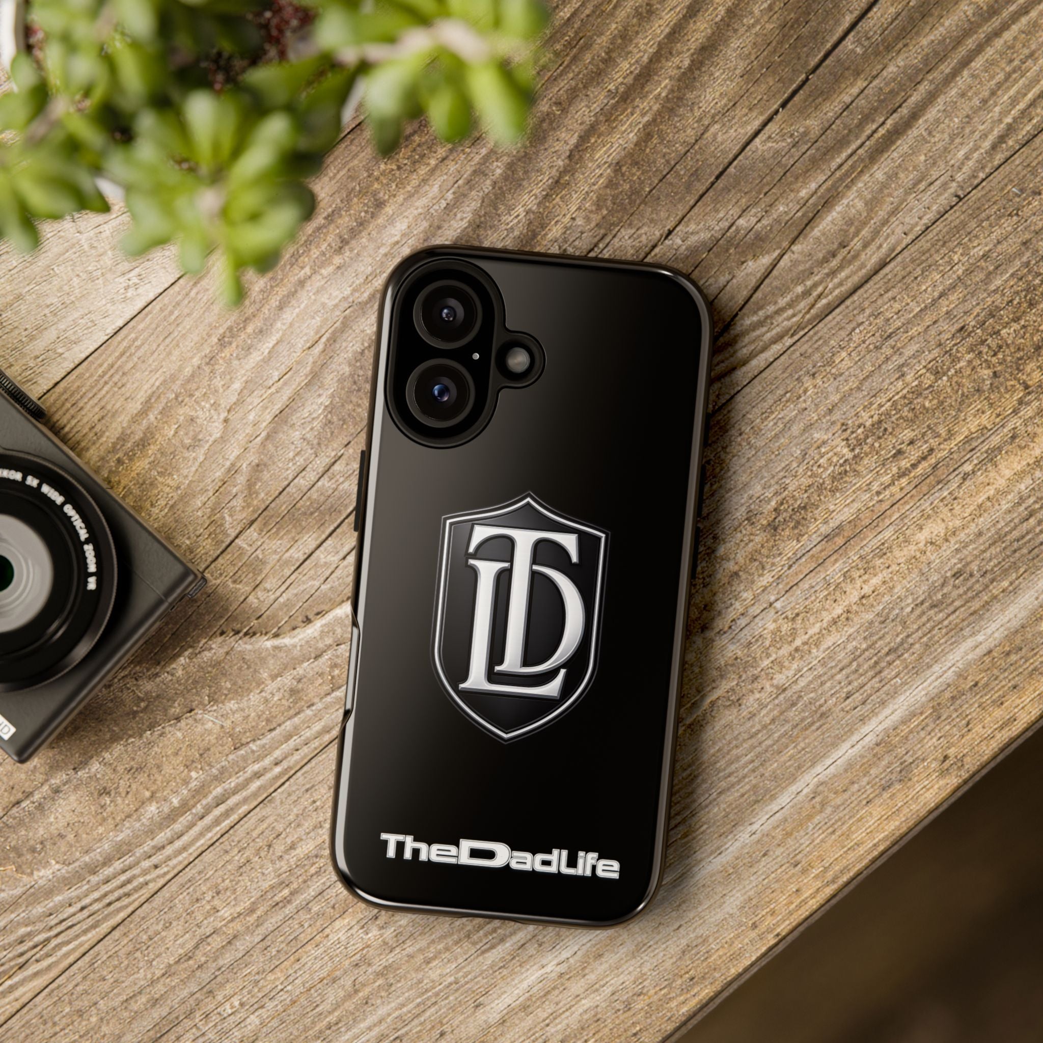 TheDadLife 'TDL' Crest Tough Phone Case – Glossy Black Protective Cover